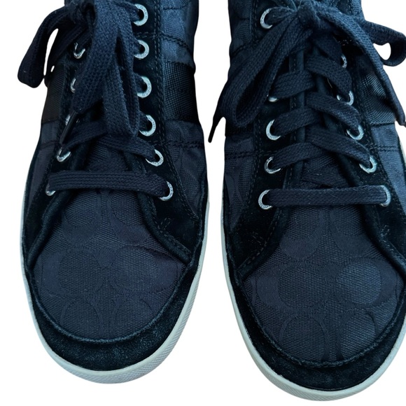 Men’s Coach Black on Black Brad Signature Logo Double C Canvas and Suede Shoes - Picture 3 of 8